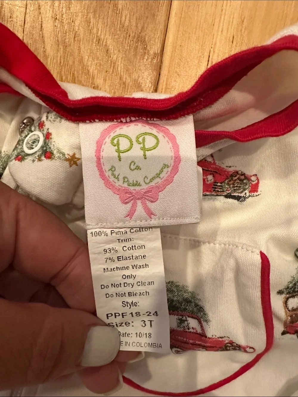 Kids Holiday One-Piece Pajama White with Red Truck Print by Posh Pickle Company